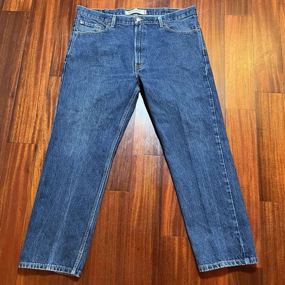 Vintage Levis 505 Jeans Mens 42x30 Blue Dark Wash Denim Regular Fit Grunge Y2K